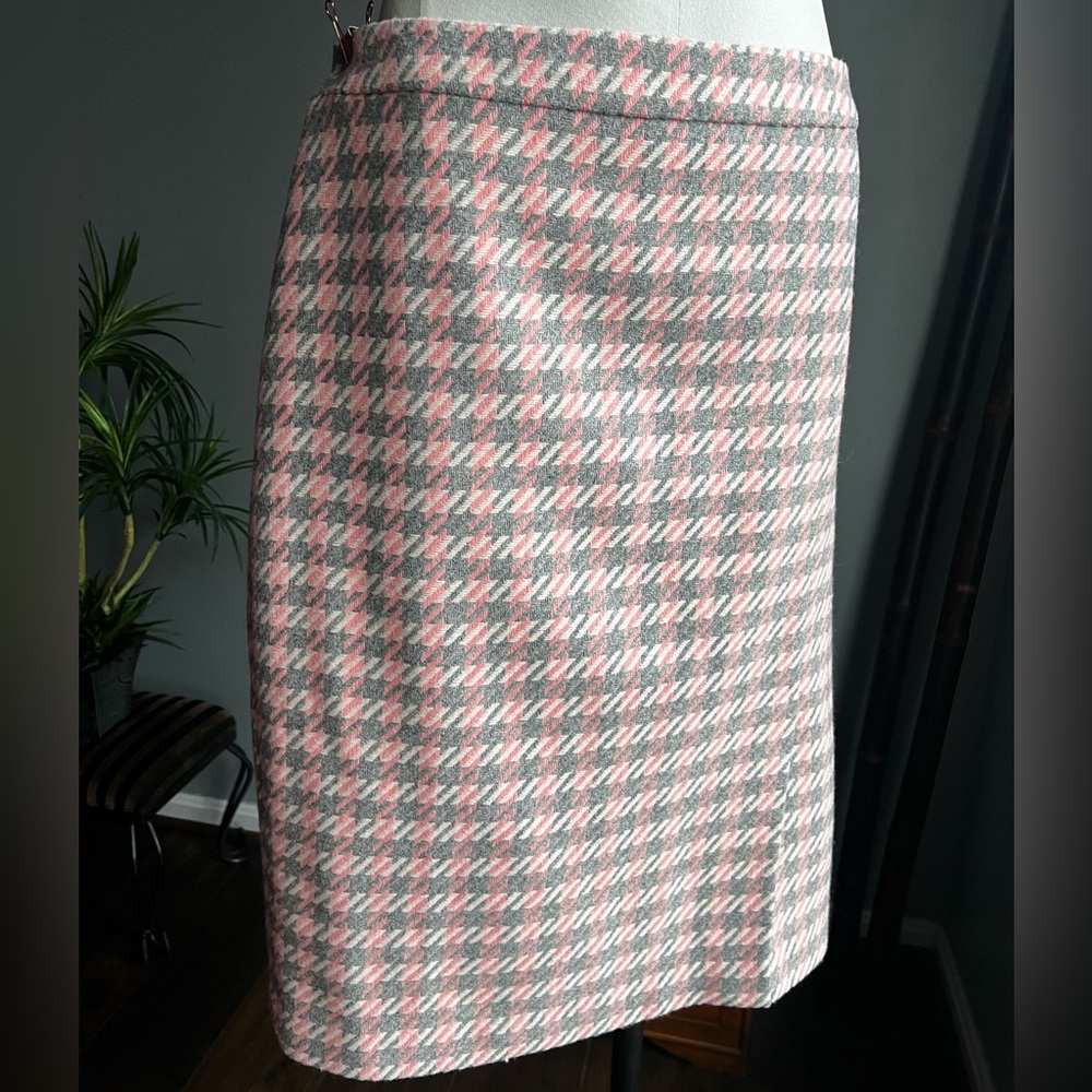 Talbots Pink & Gray Houndstooth Knit Classic Pencil Skirt Size 16